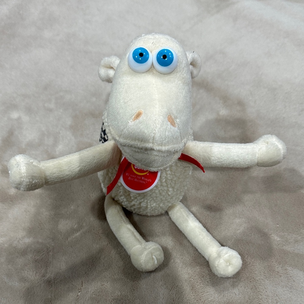Adorable Cream Sheep Plush Toy with Blue Eyes